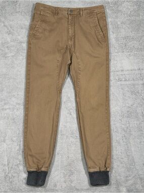Zanerobe Dynamo Jogger Men 32 Tan Khaki Stretch Chino Pants Cuffed Casual Preppy